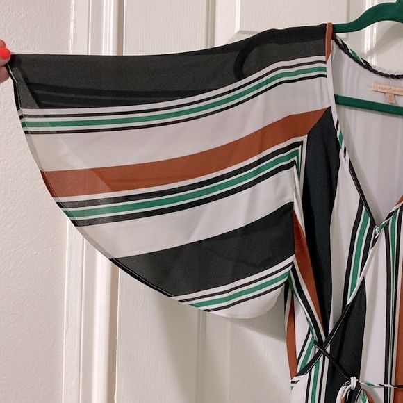 Gibson & Latimer fall tone striped high low wrap dress - size M - fits like a L - Picture 3 of 10